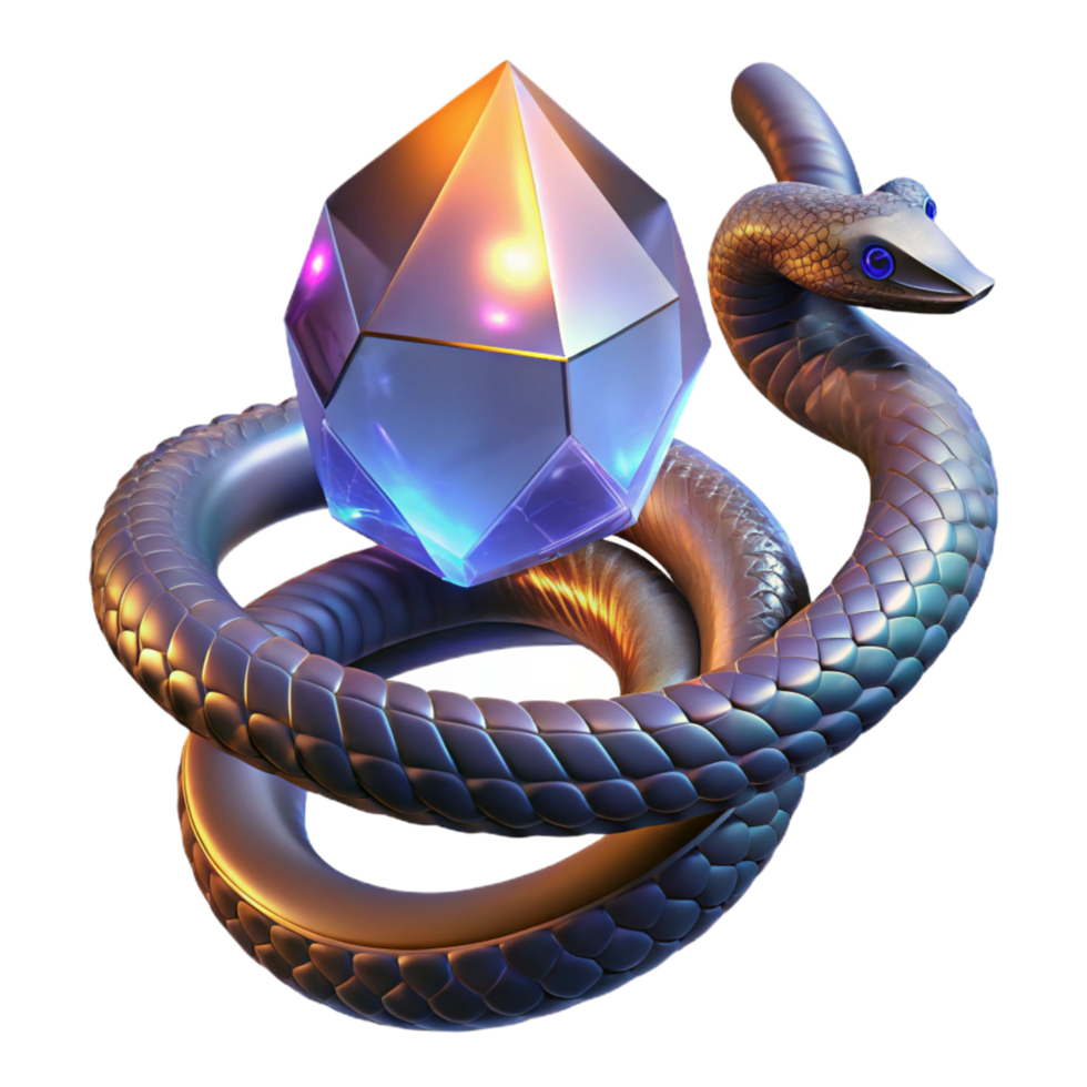 Serpentine Gem A 3D Render of a Snake and Crystal png