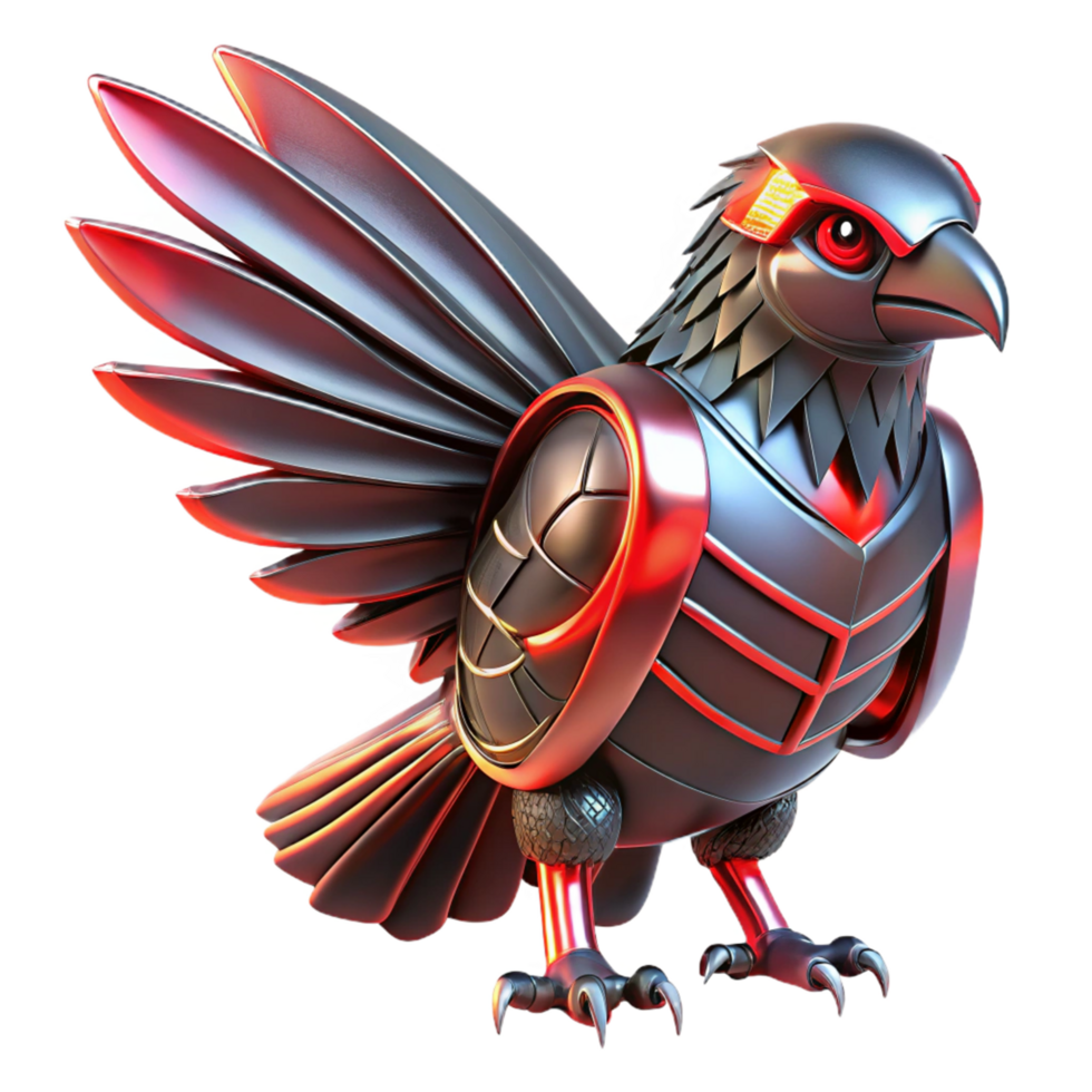 Robotic Avian Armored Bird of Prey 3D Render png