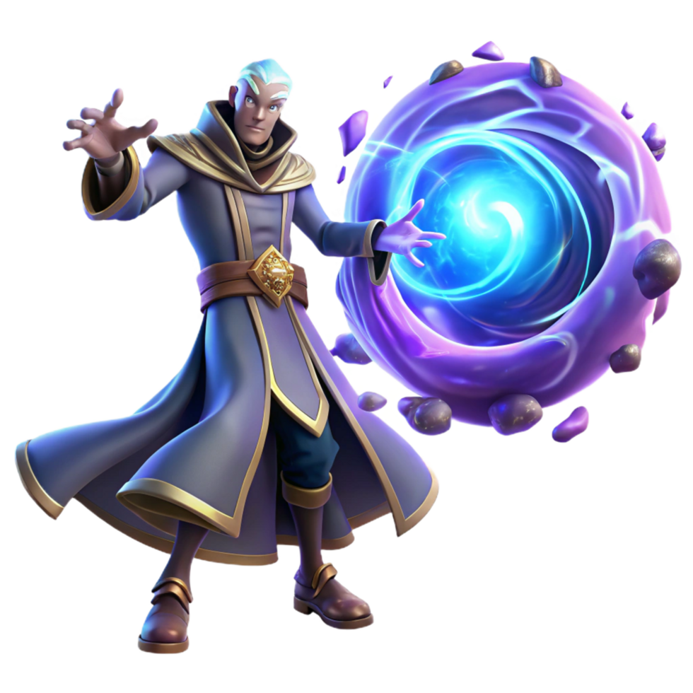 Wizard Casting a Spell Fantasy Game Art png