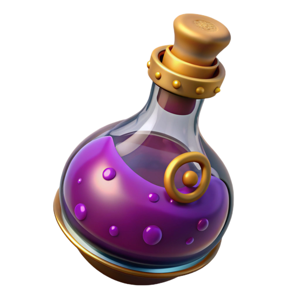 Enchanted Potion Bottle 3D Render of Magical Elixer png