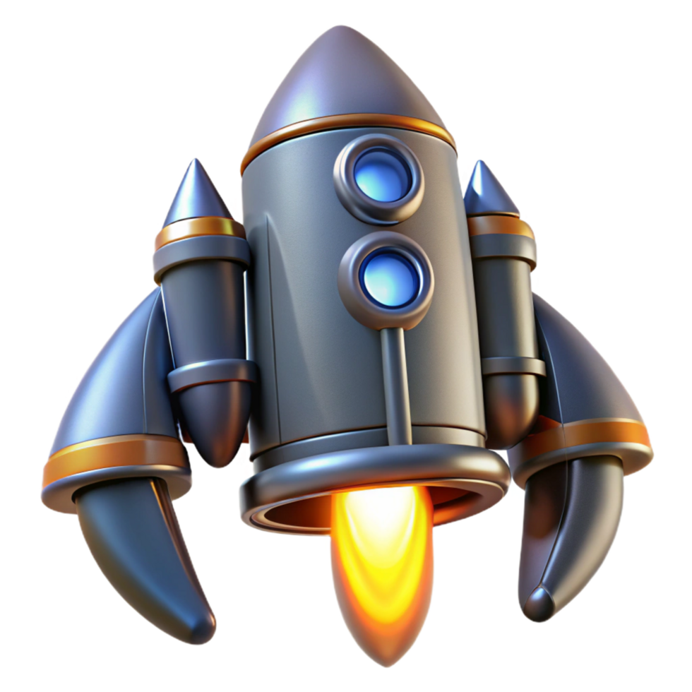 Retro Rocket Ship A 3D Model of a Classic Spacecraft png