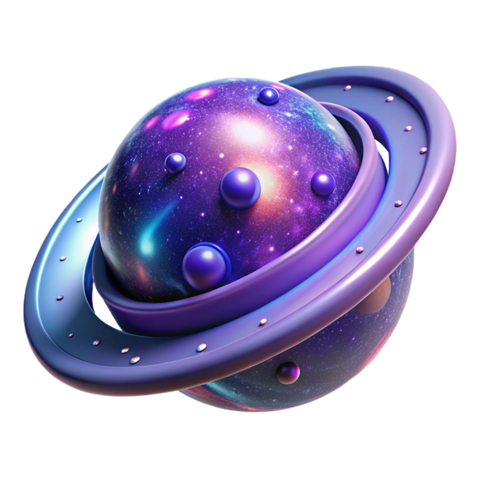 Cosmic Sphere with Ring System 3D Render of Celestial Body png