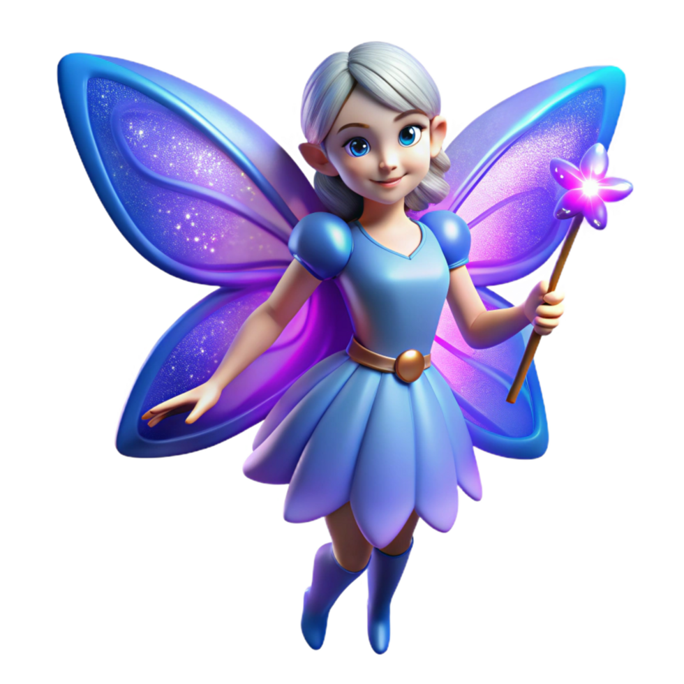 Enchanted Fairy with Glittering Wings and Magic Wand png