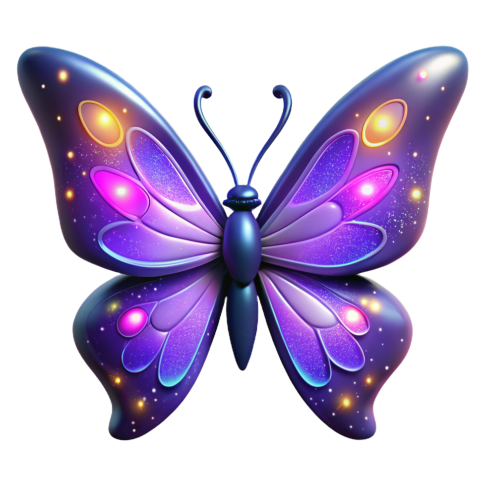 Luminous Galaxy Butterfly A 3D Render of a Sparkling Insect png