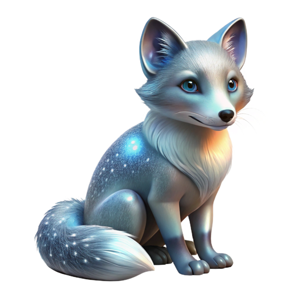 Celestial Fox A Digital Painting of a Sparkling Arctic Fox png