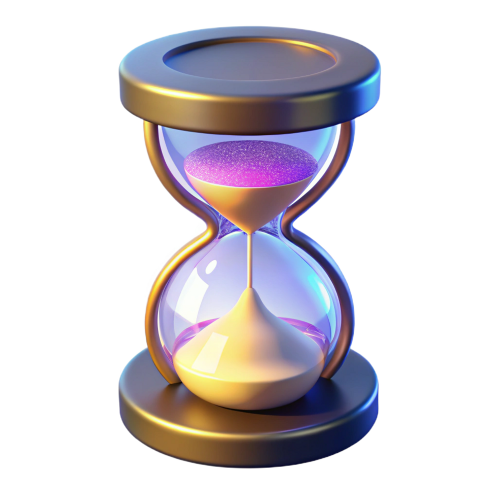 Glimmering Hourglass A 3D Render of Time's Passage png