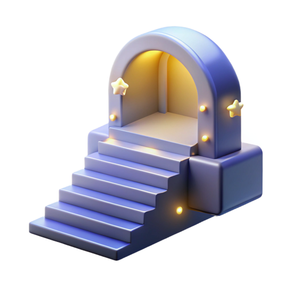 3D Render of Illuminated Staircase Leading to Archway png
