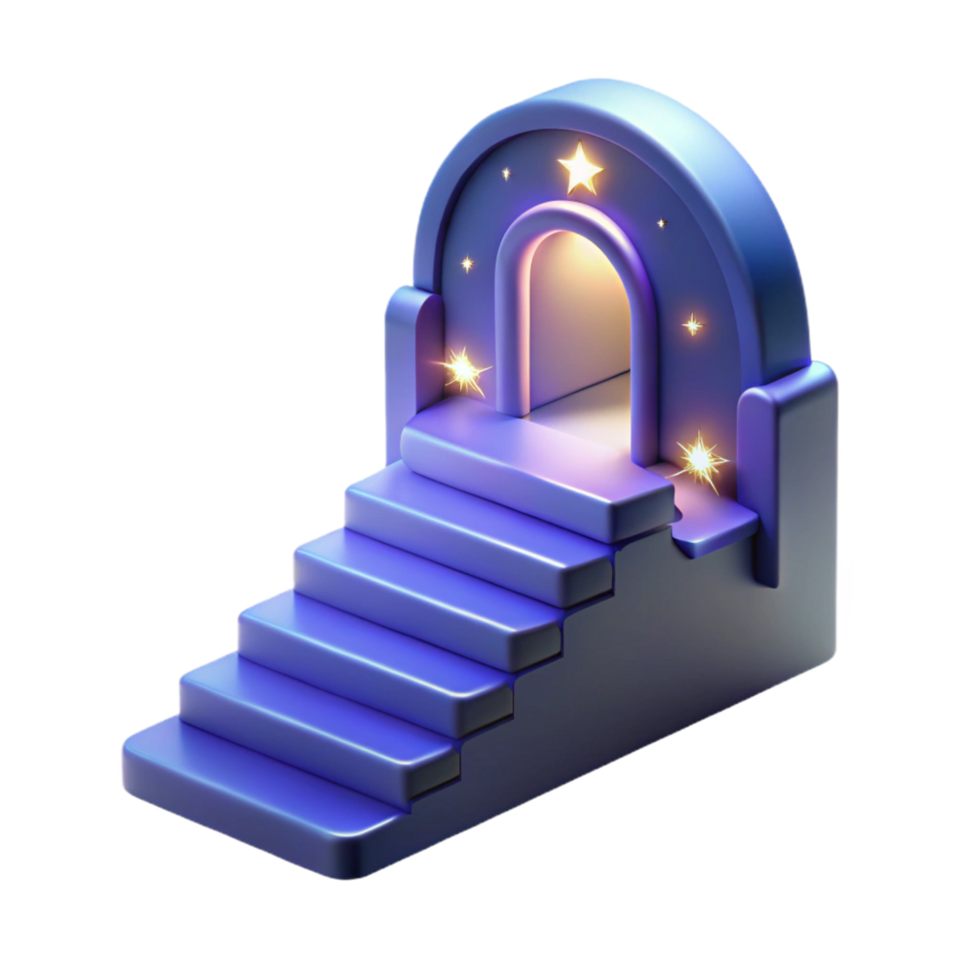 3D Render of Starlit Archway and Steps Leading to Light png