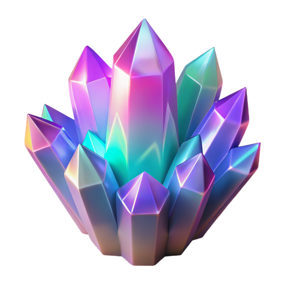 Iridescent Crystal Cluster A Digital Render of Gemstones png