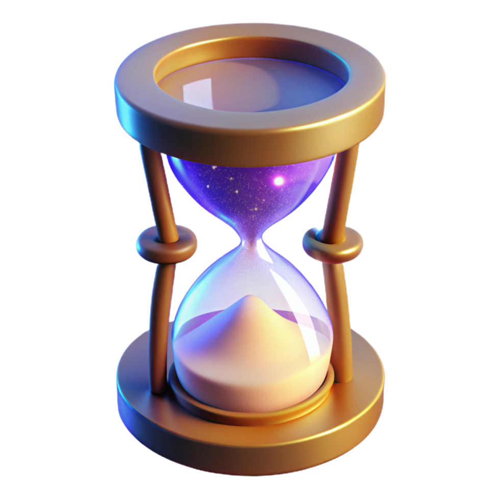 Cosmic Sand Timer A 3D Render of Time and Space png
