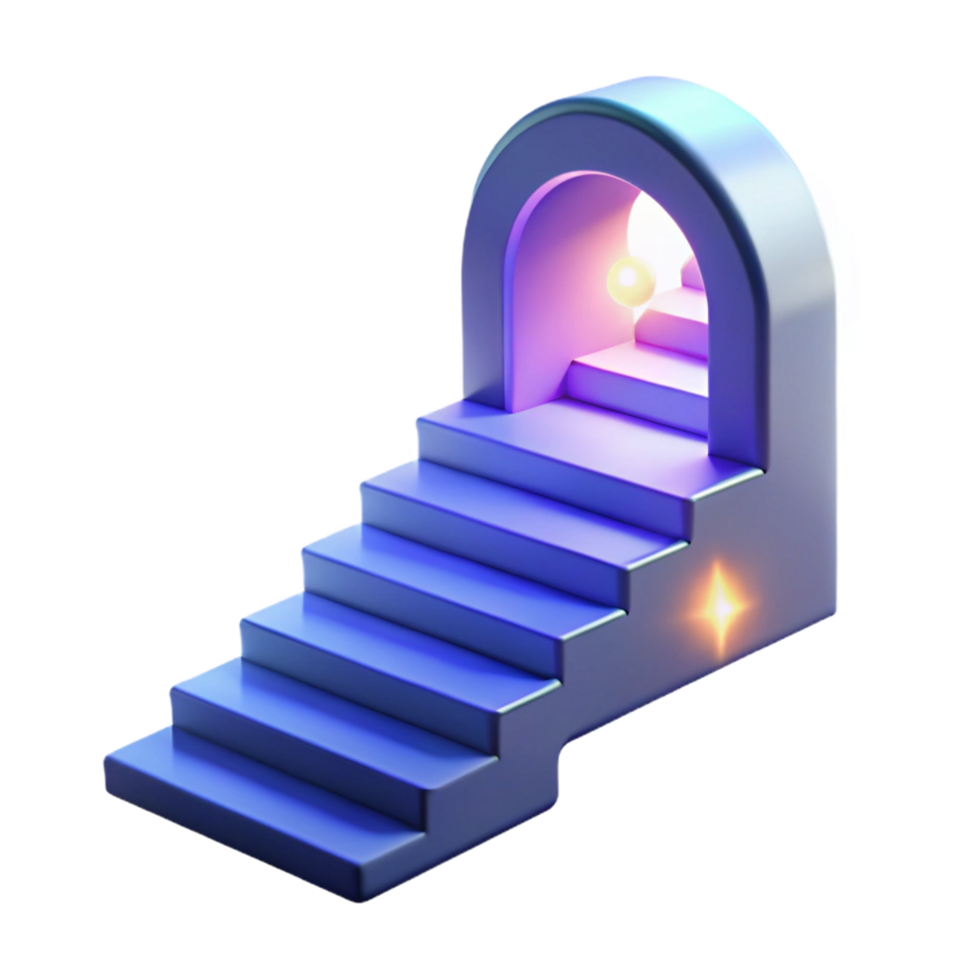 Illuminated Staircase Leading to an Archway A 3D Render png