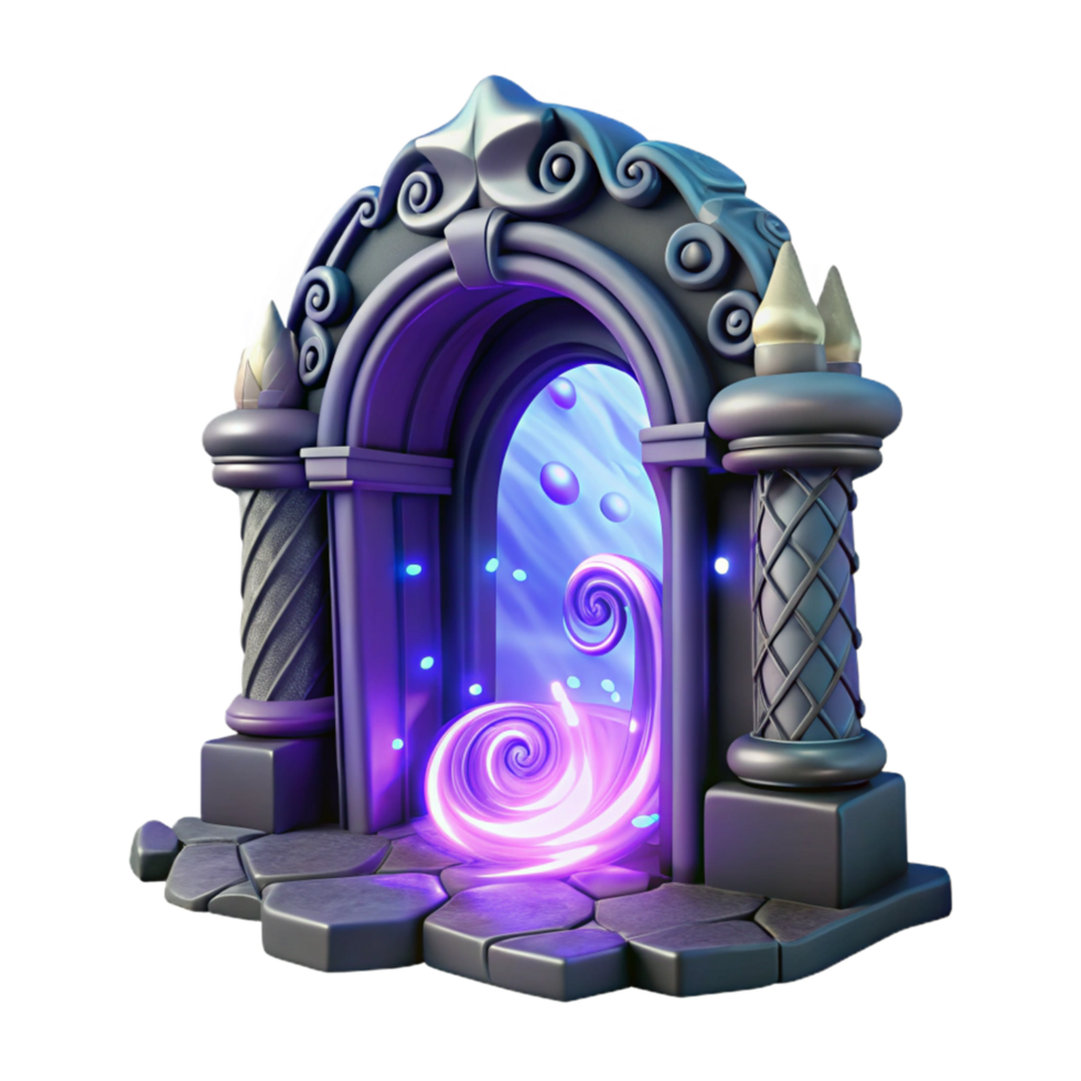 Mystical Portal 3D Render of a Magical Archway with Swirling Energy png