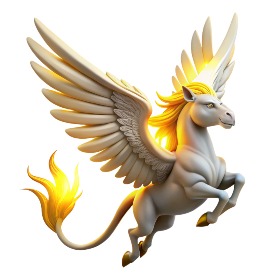 Majestic Winged Horse Mythical Creature with Golden Mane and Tail png