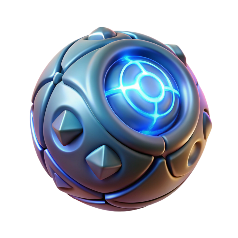 Futuristic Orb 3D Render of a Glowing, Segmented Sphere png