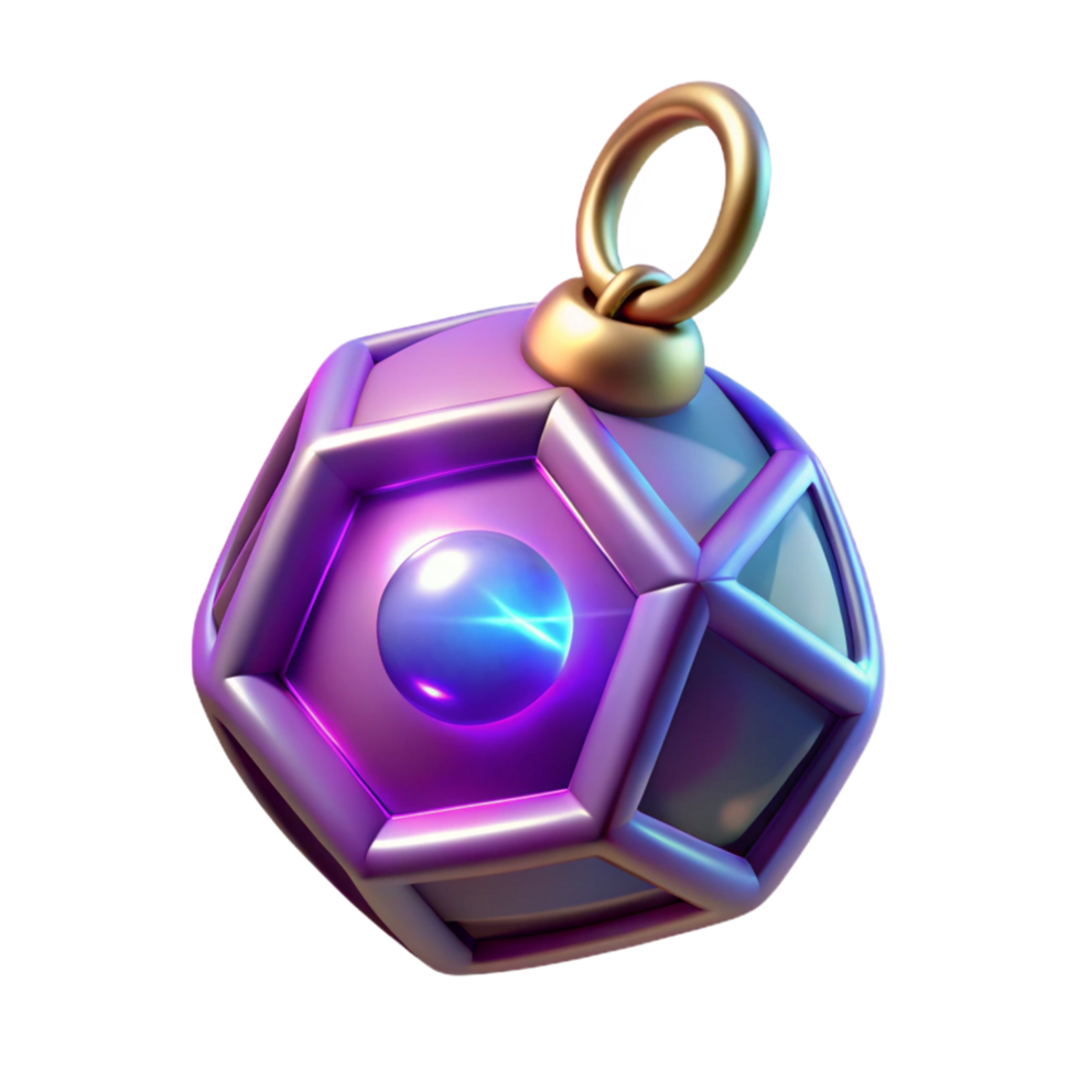 Glowing Geode Pendant 3D Render of a Geometric Ornament png