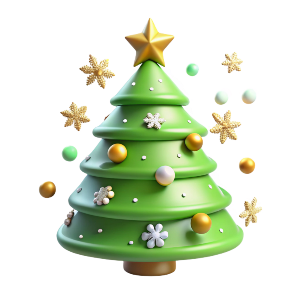 3D Render of Festive Christmas Tree with Ornaments png