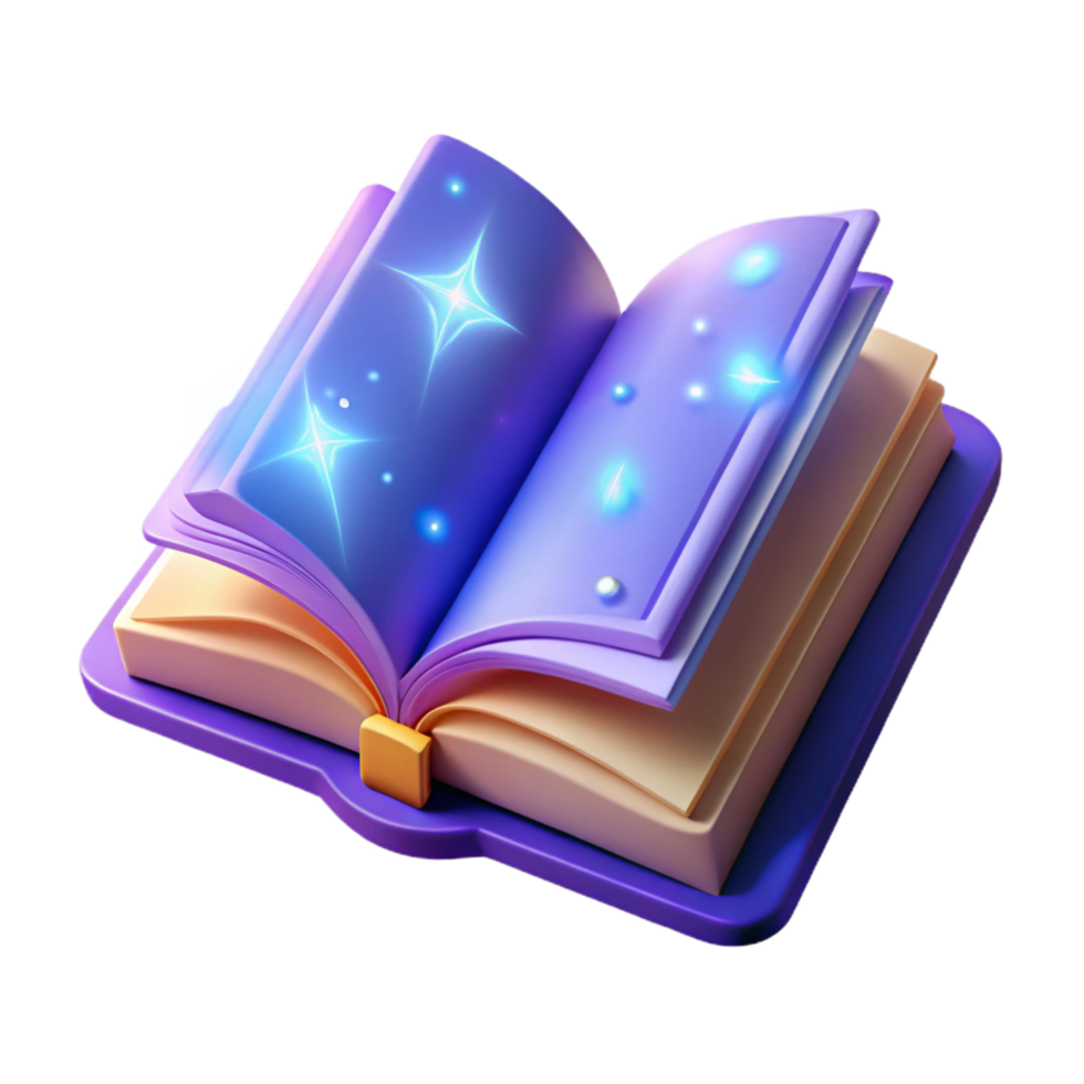 Magical Book Glowing Pages, Sparkling Stars, Fantasy Literature png