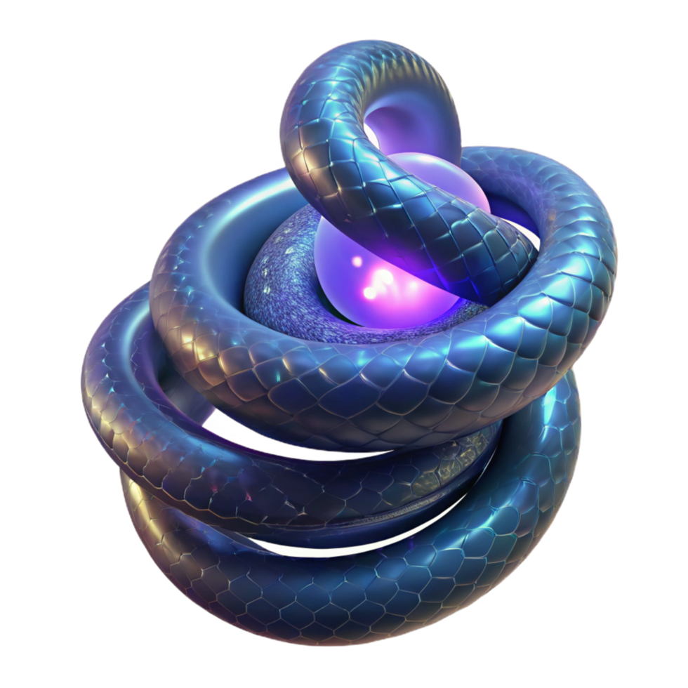 Abstract 3D Render of Intertwined Rings with Glowing Core png