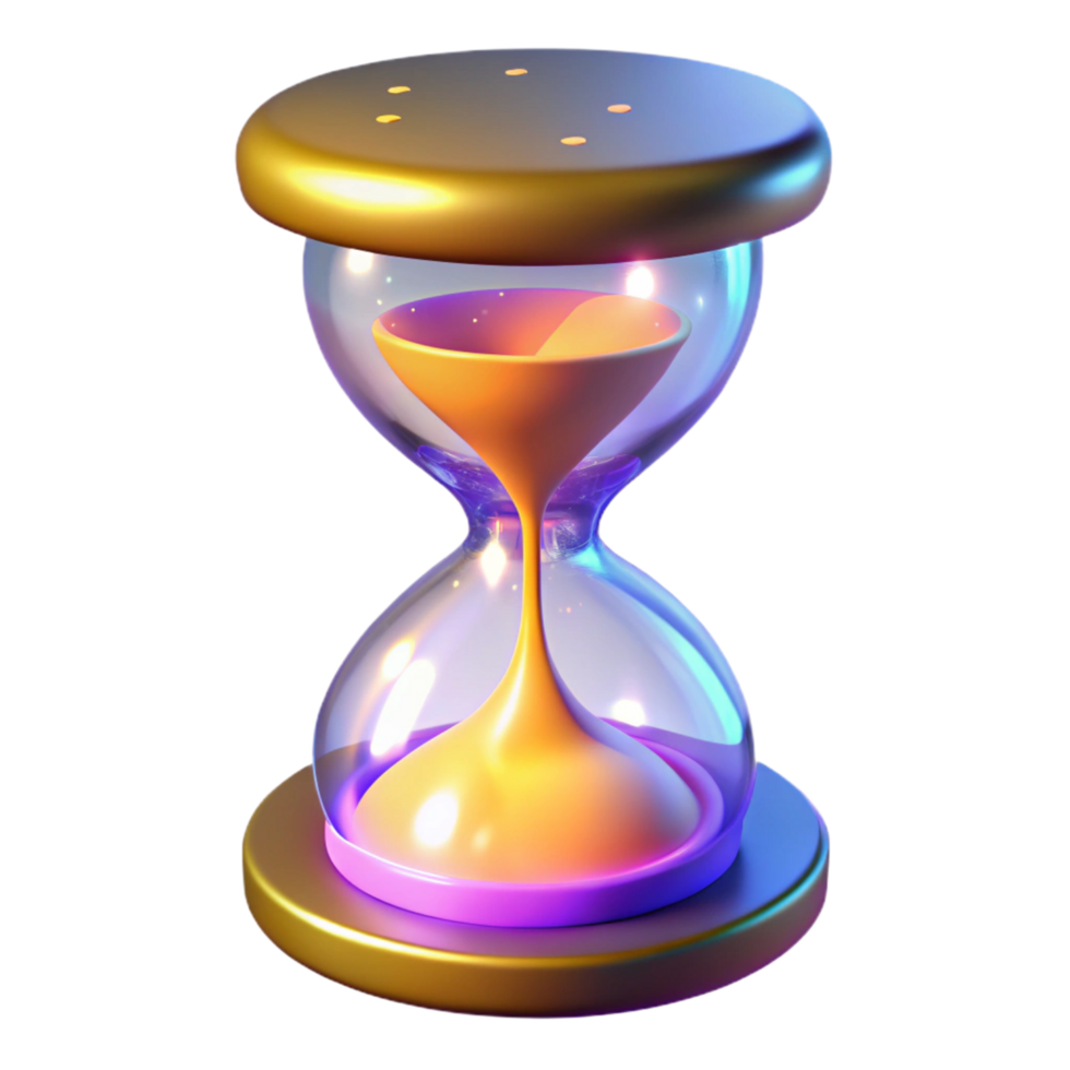 3D Render of a Colorful Hourglass Time Measurement and Sand Flow png