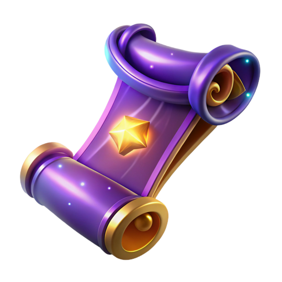 Magical Scroll Enchanted Parchment with Star Emblem png