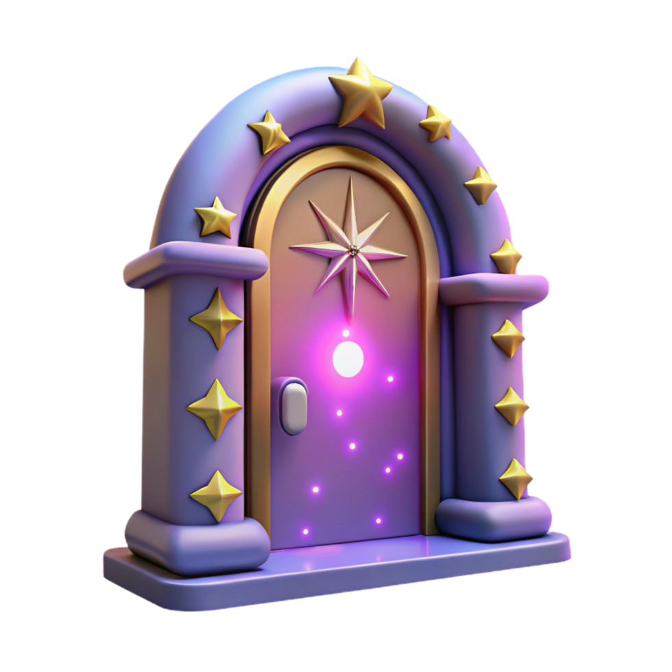 Magical Starry Door 3D Render of Fantasy Gateway png