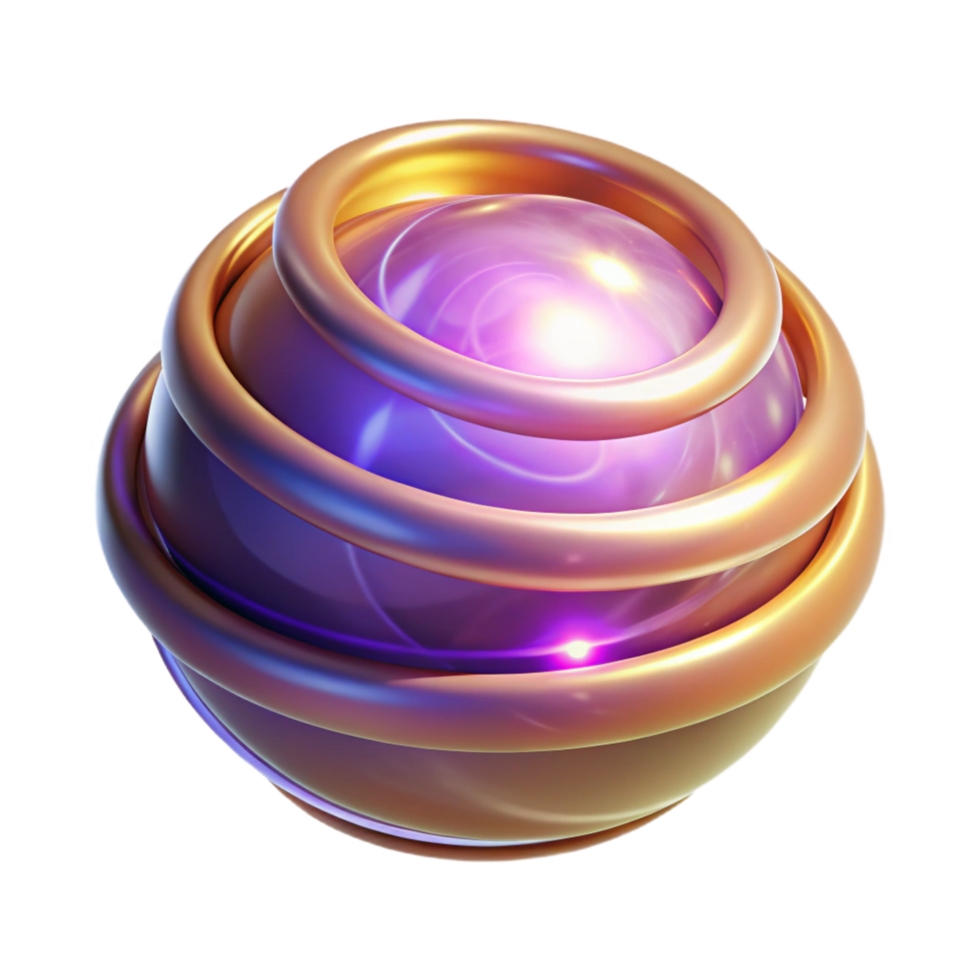 Abstract Golden Sphere with Inner Glow 3D Render of a Luminous Orb png