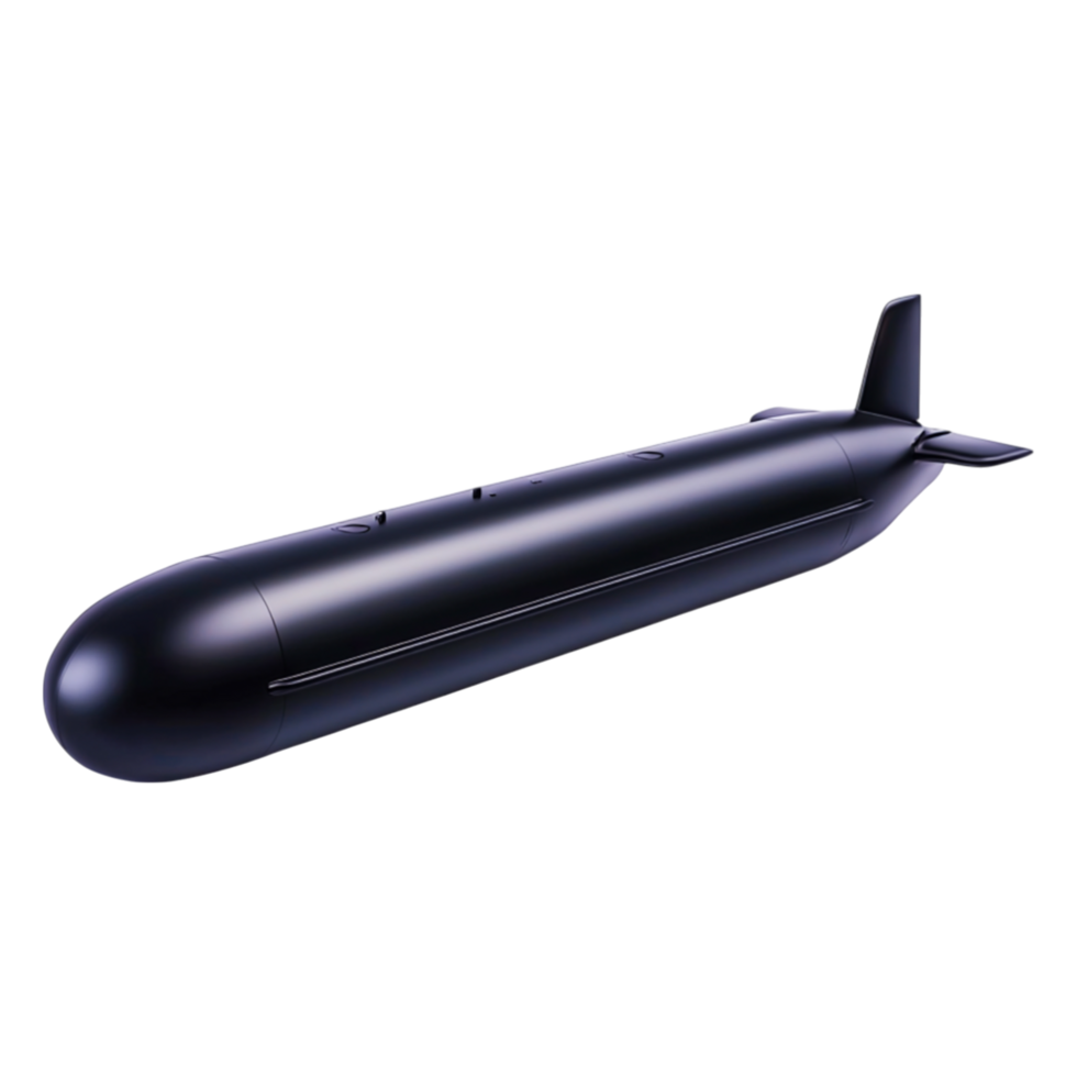 Black Submarine Model 3D Rendering with Streamlined Design Features png