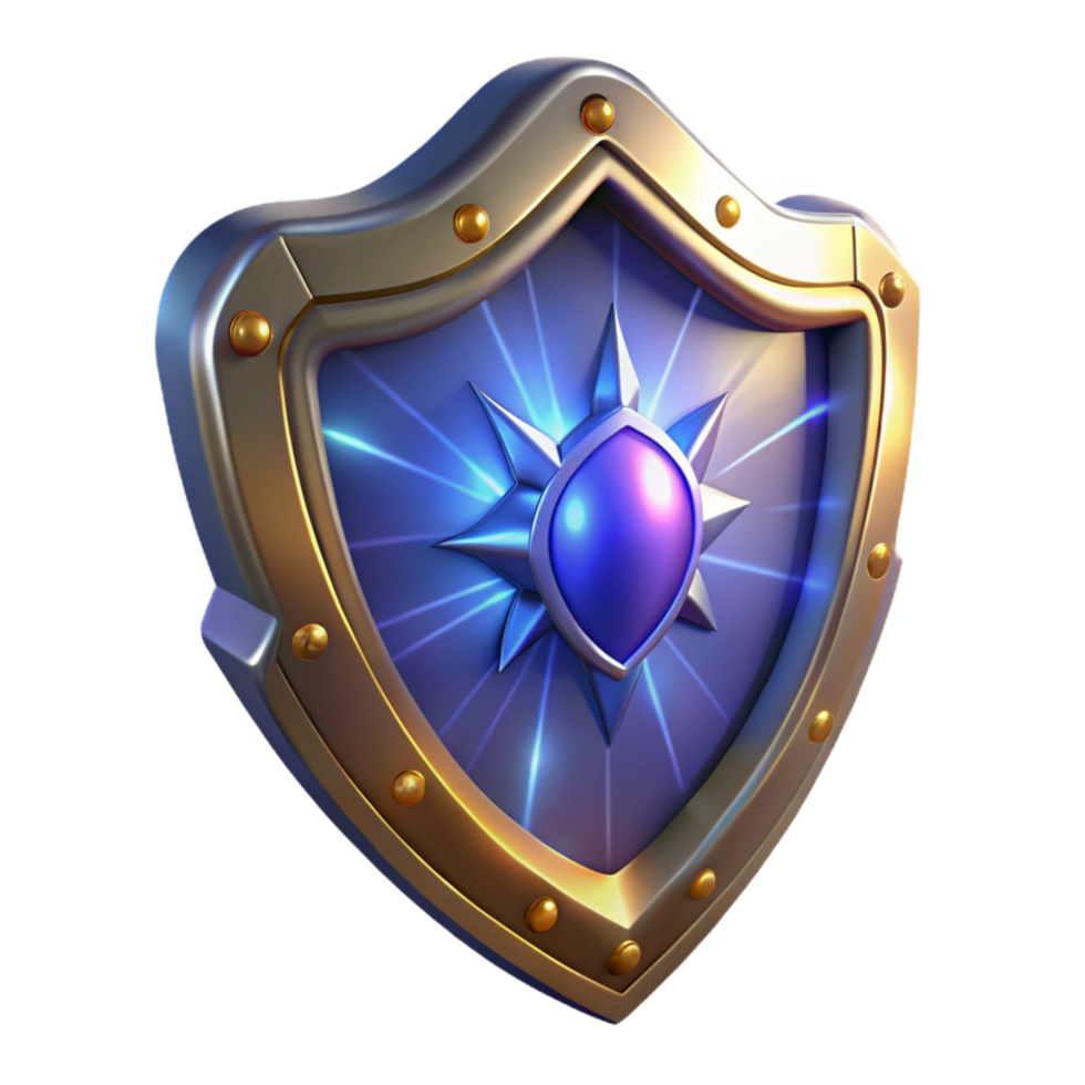 Glowing Gemstone Shield A 3D Render of Fantasy Protection png