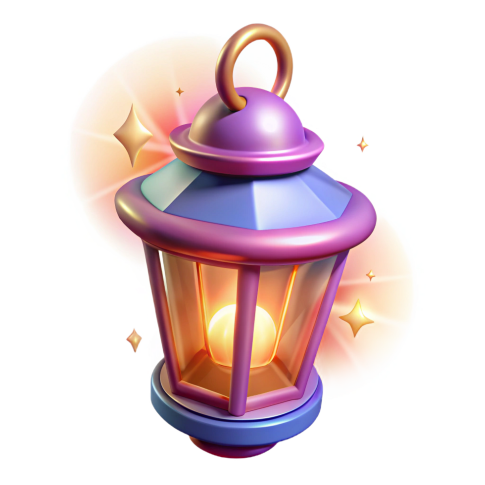 Glowing Lantern 3D Render of Magical Light Source png