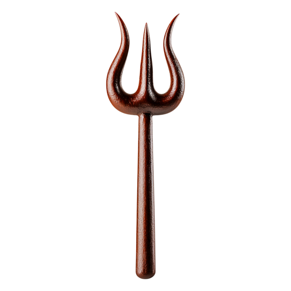 Realistic depiction of a three-pronged pitchfork on a png