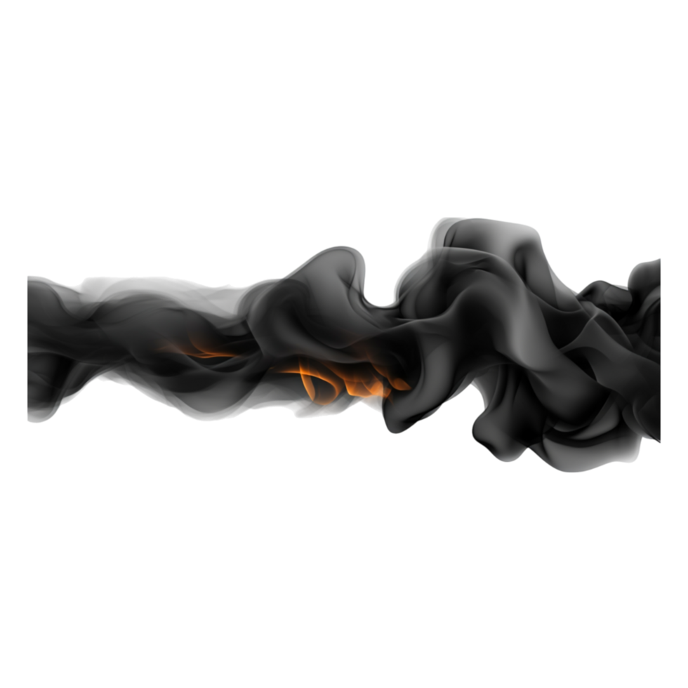 Abstract Black Smoke with Orange Accents Flowing in Waves Design png