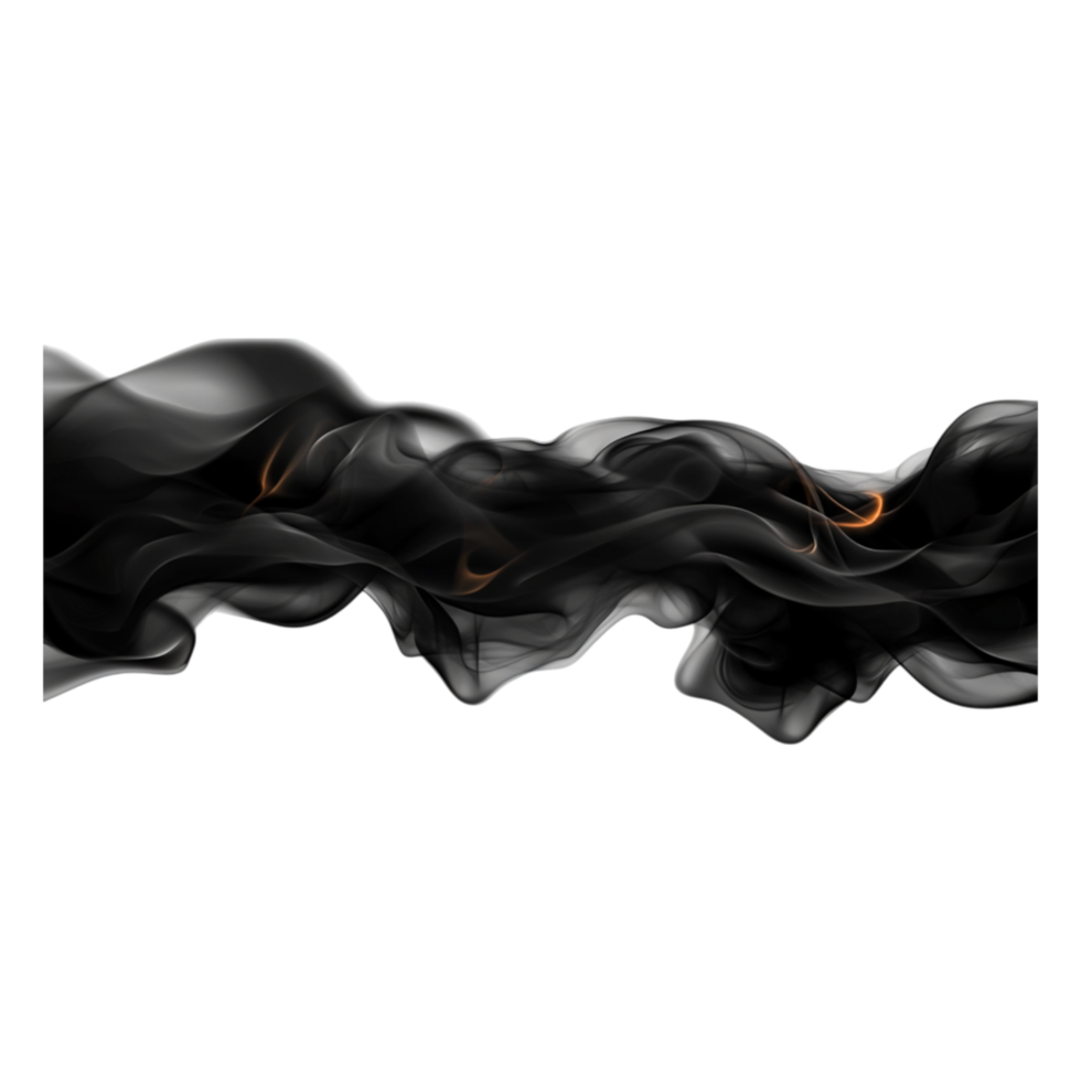 Flowing Black Smoke with Subtle Orange Highlights Over Black Background png