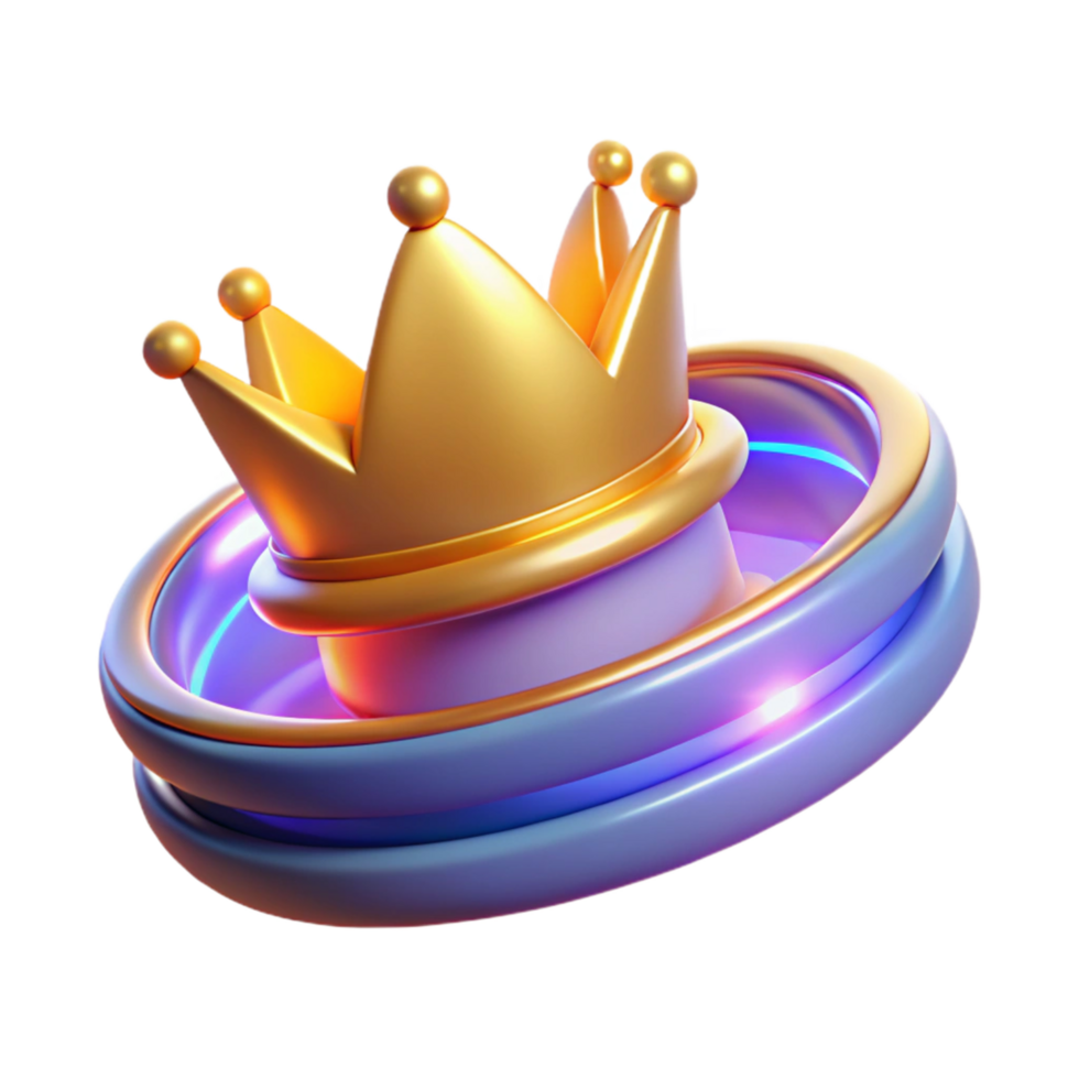 Golden Crown on Illuminated Platform Achievement Icon png
