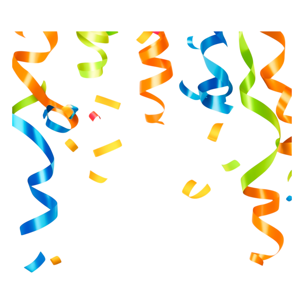 Colorful Streamers and Confetti png