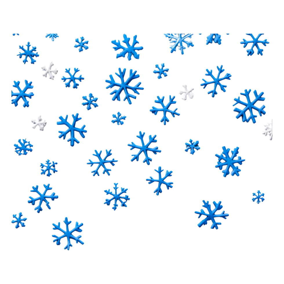 Colorful Snowflakes in Various Shapes and Sizes on Transparent Background png