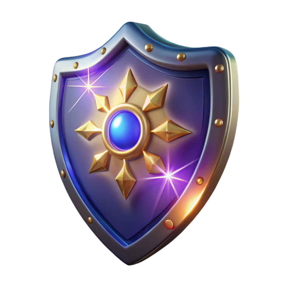 Radiant Gem Shield A 3D Render of a Magical Protective Emblem png