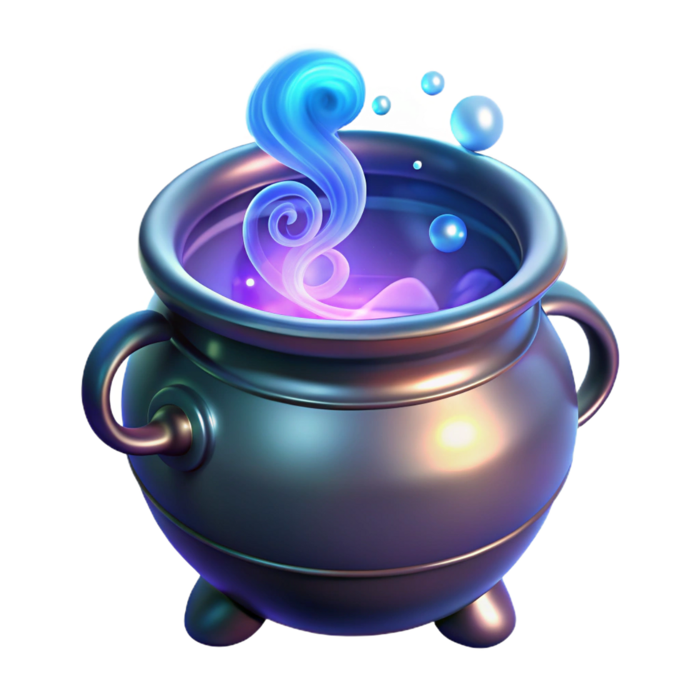 Mystical Cauldron A 3D Render of a Magical Potion Brewing png
