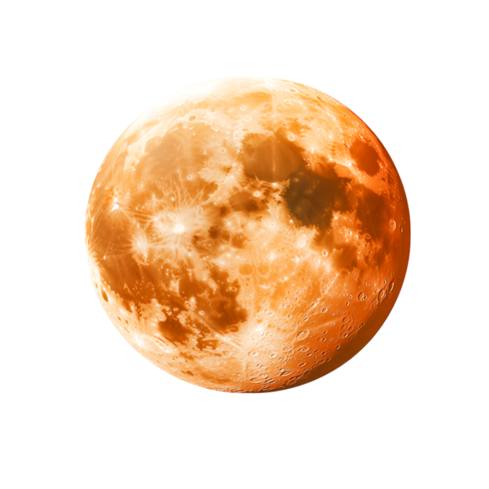 Stunning Orange Moon with Detailed Craters and Textures png