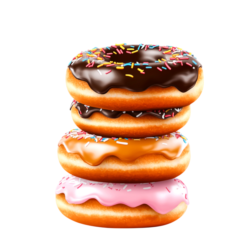 Delicious Colorful Donuts Stacked on Top of Each Other with Sprinkles png