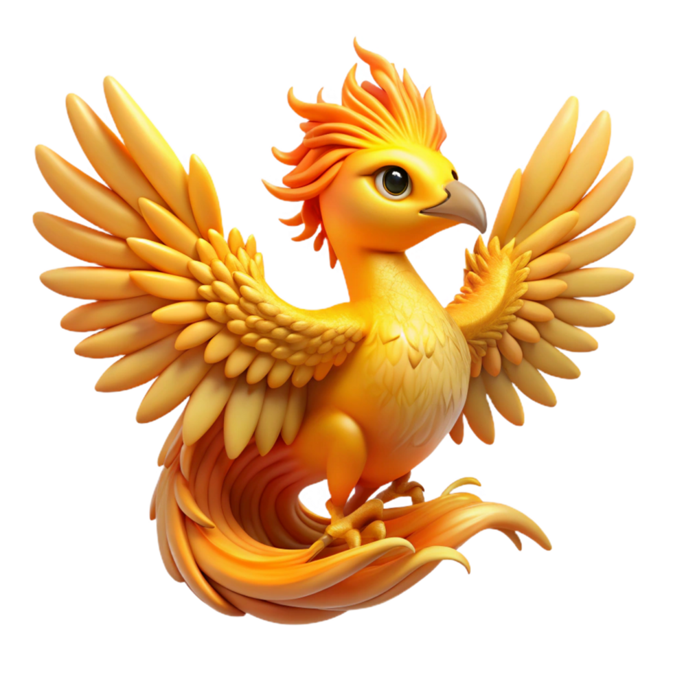 Golden Bird with Magnificent Wings and Tail png