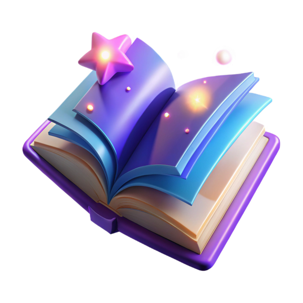 Magical Book Glowing Pages, Star, and Cosmic Dust png