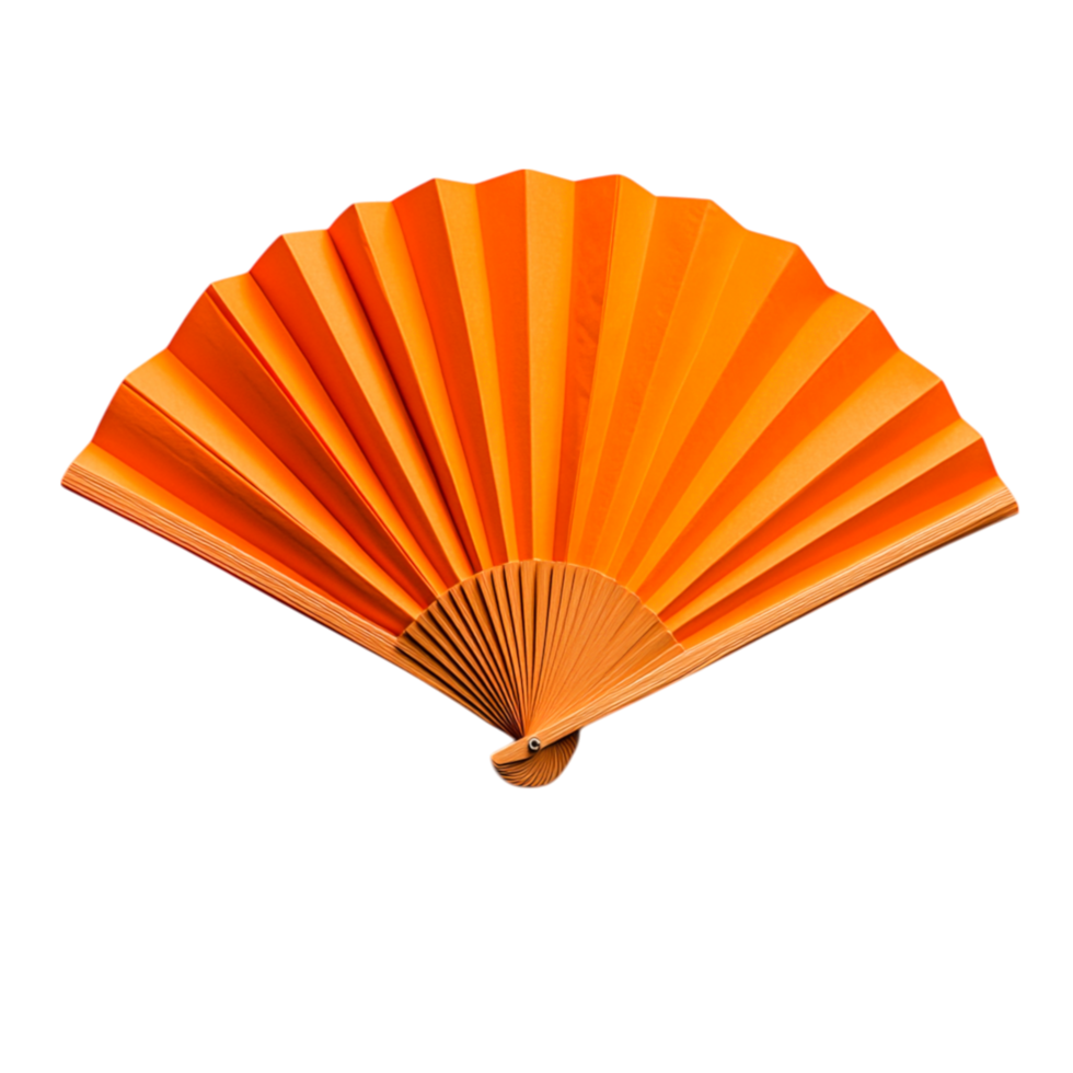 Bright Orange Folding Fan Isolated on png