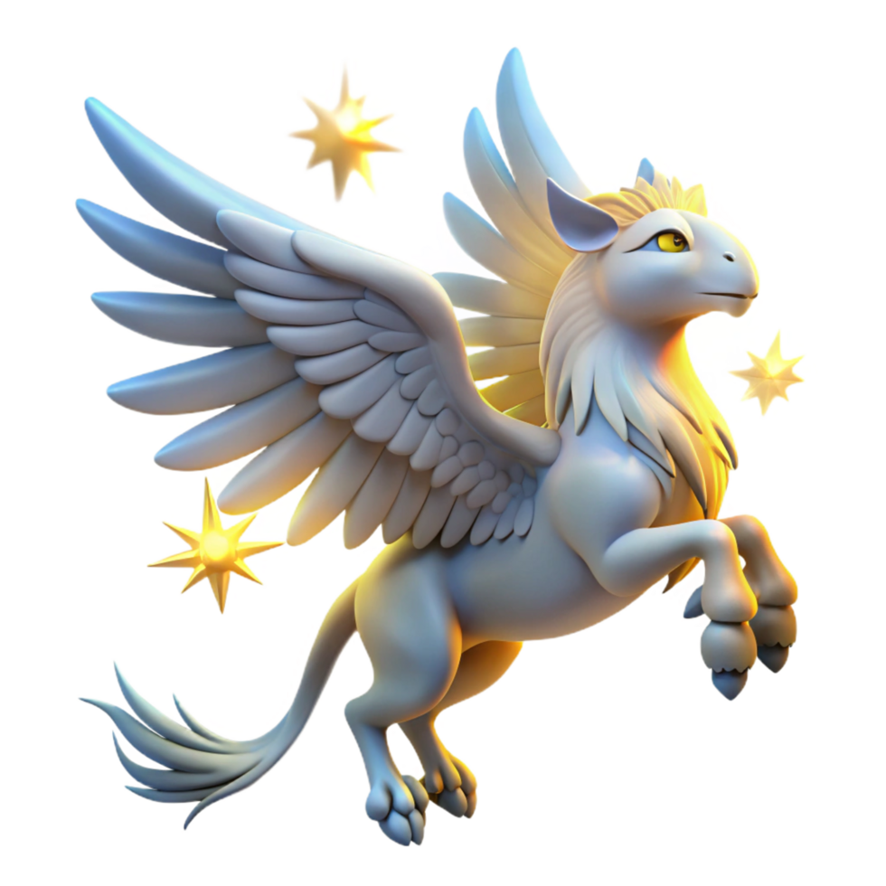 Celestial Griffin A 3D Render of a Mythical Creature png