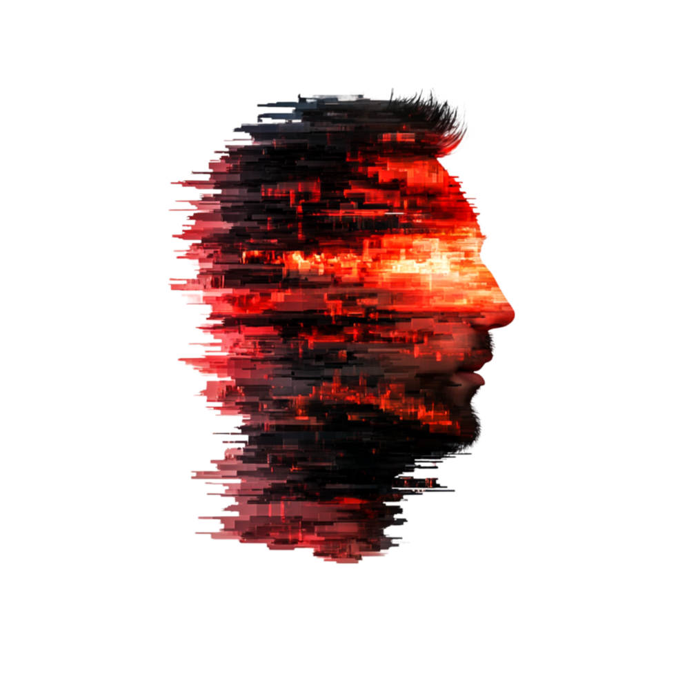 Abstract Profile with Glitch Effect and Sunset Color Palette png
