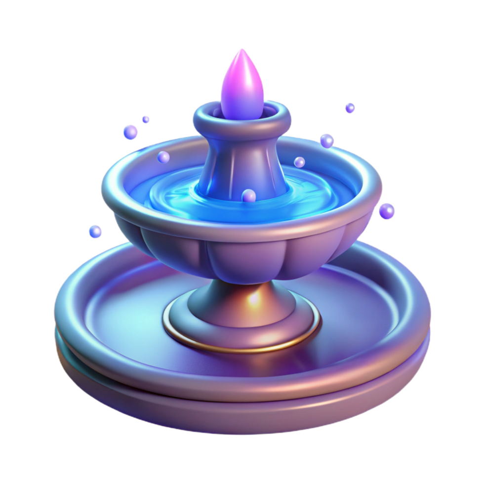 Enchanted Water Fountain 3D Render of a Fantasy Fountain with Glowing Particles png
