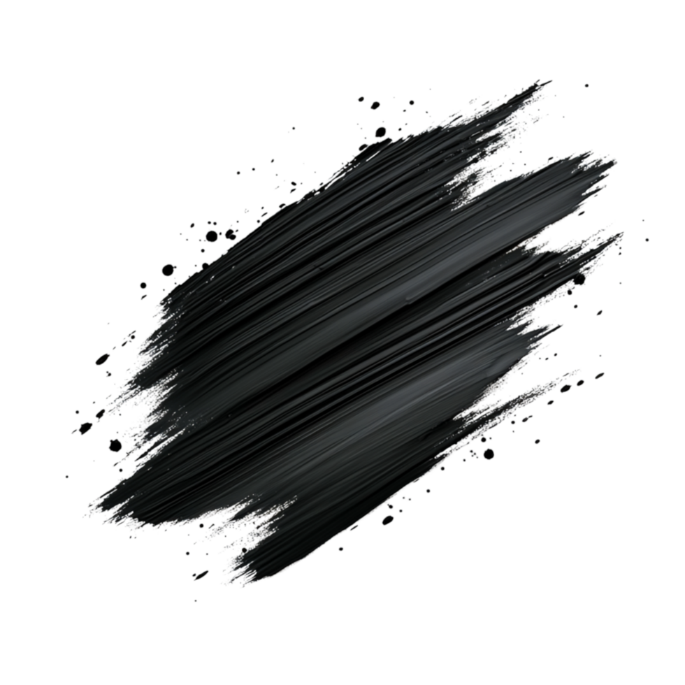 Abstract Black Brush Stroke on Transparent Background for Design Use png
