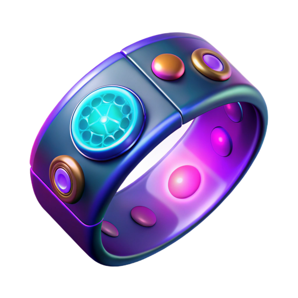 Futuristic Wearable Biometric Device with Illuminated Interface png