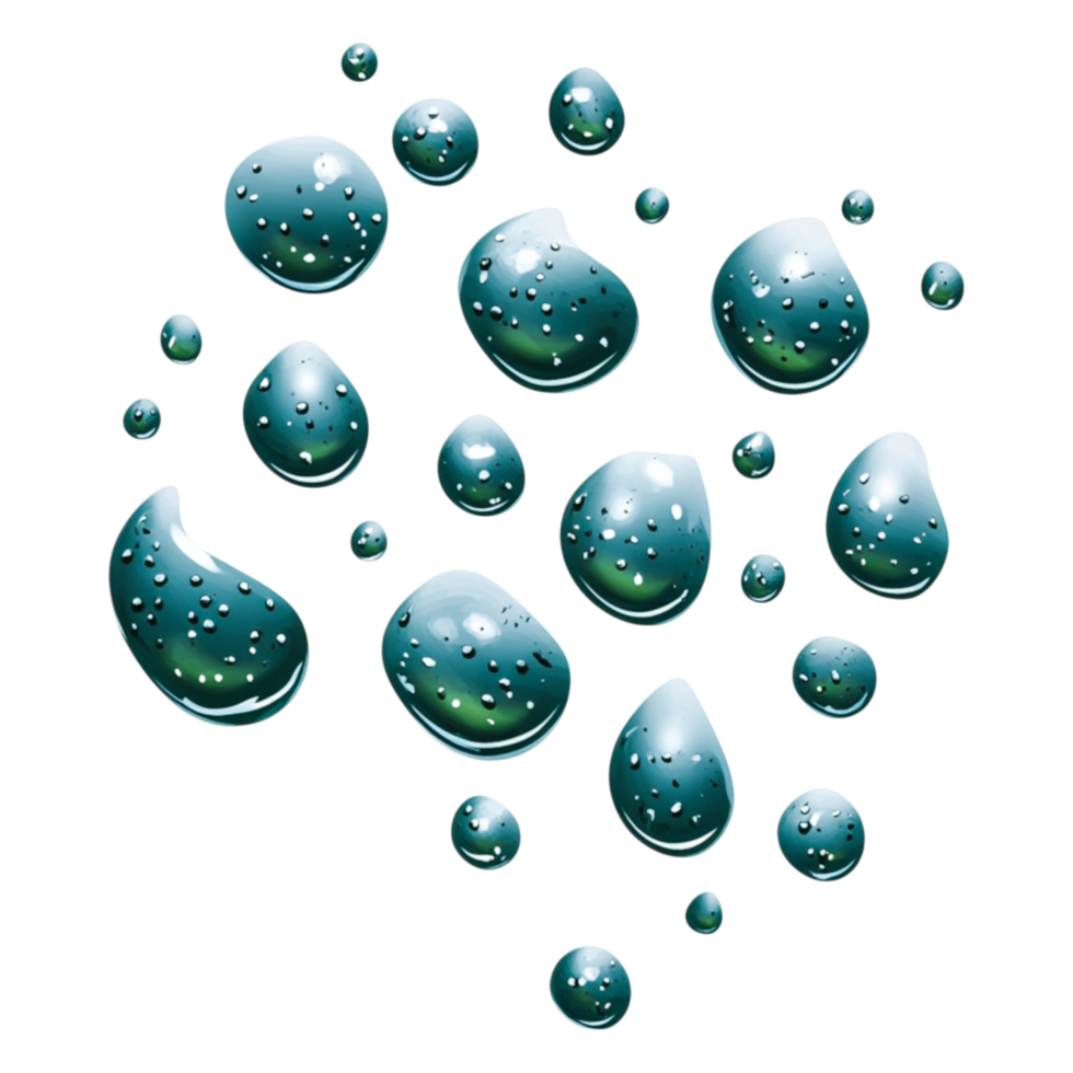 Glossy Water Drops Collection on Transparent Background png
