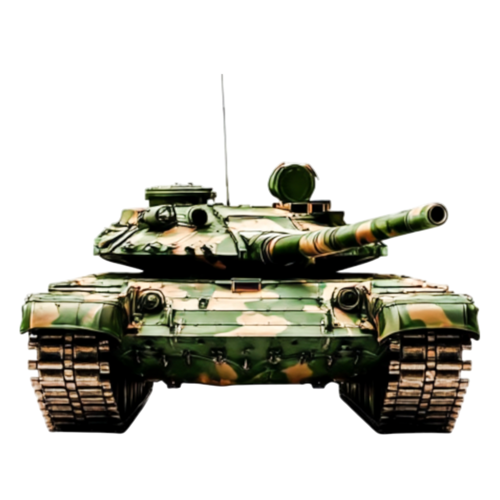 Front View of a Military Tank with Camouflage Pattern in Action png