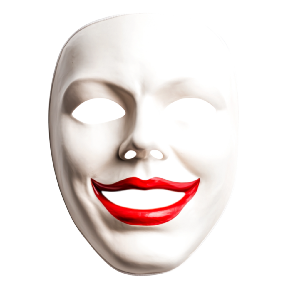 White Facial Mask with Red Smile for Halloween or Masquerade Events png